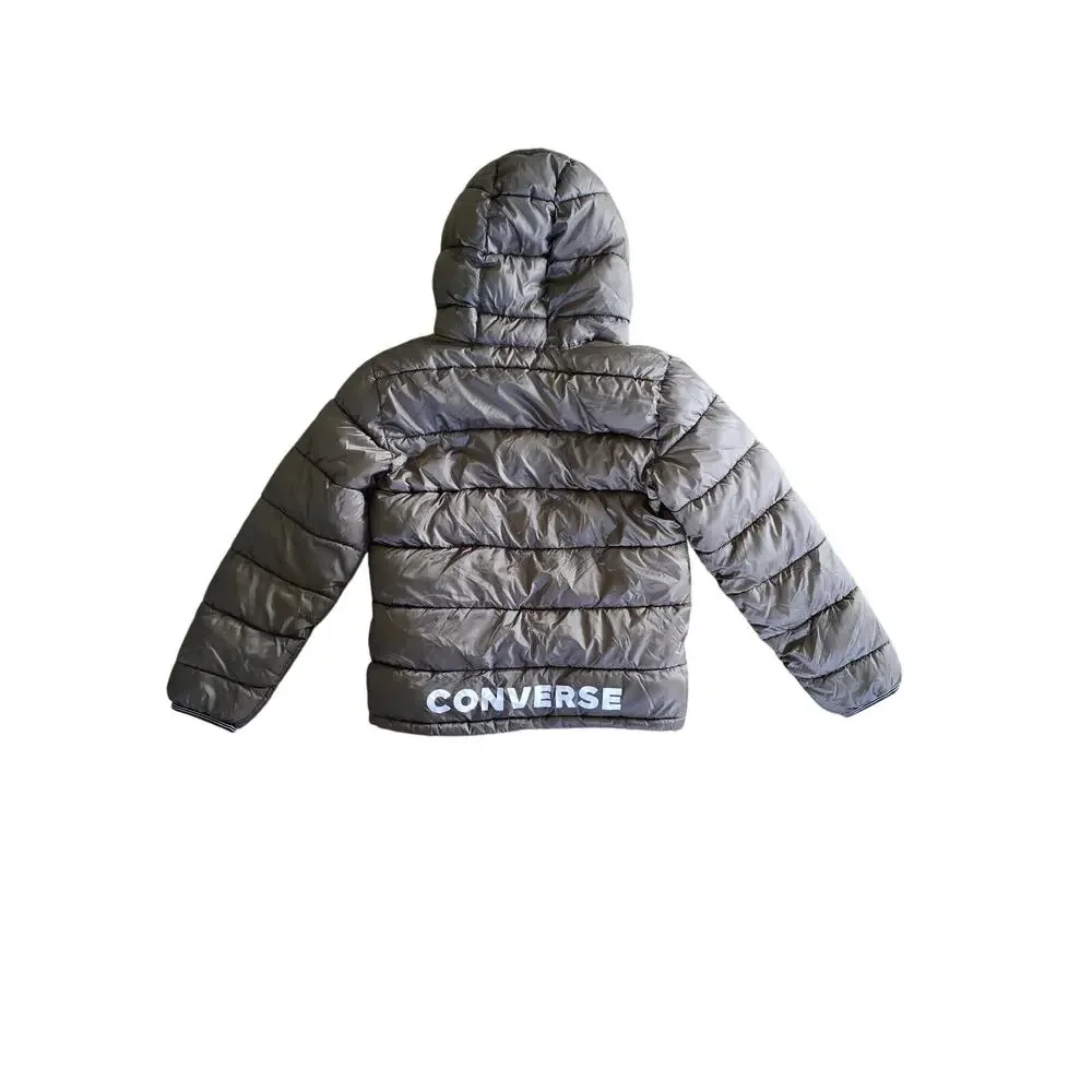 Converse All Star Army Olive Green Puffer Quilted Winter Jacket  Logo Boy's Lg‎